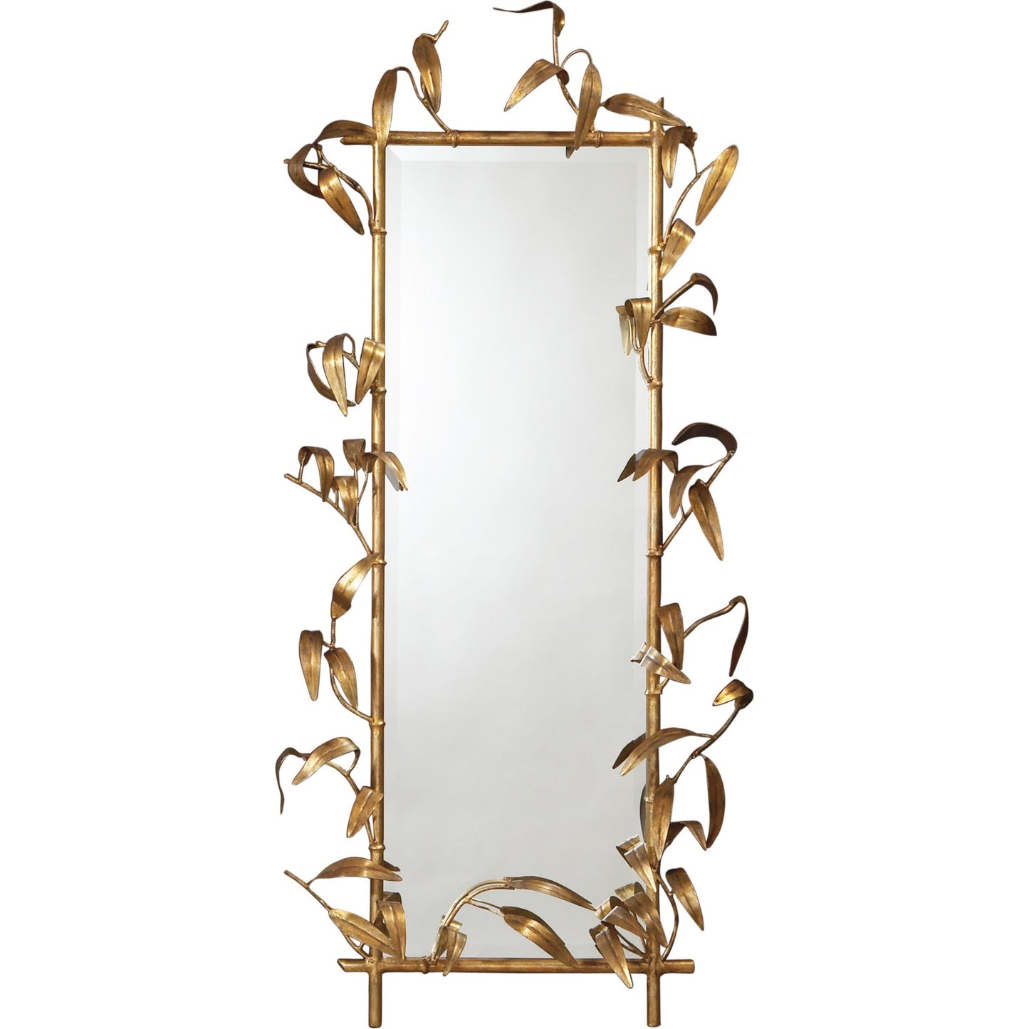001 SR-700778 | Primary Silo | Bamboo Leaf Mirror by Global Views in antique gold. Made from mdf, mirror in a eclectic & global style.