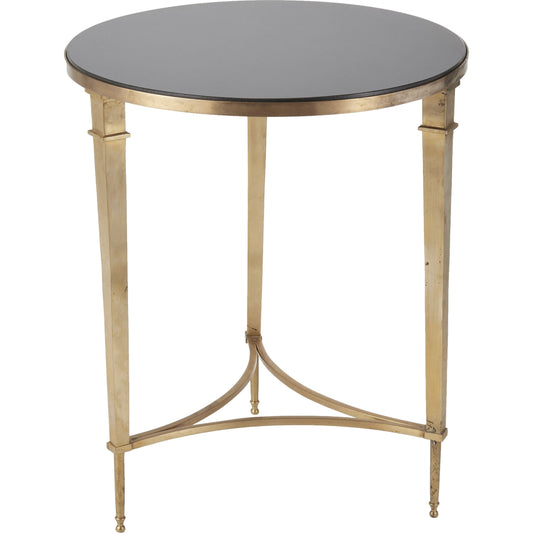 001 SR-701998 | Primary Silo | Round French Square Leg Table by Global Views in brass. Made from brass, granite in a transitional style.