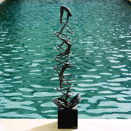 Diver Sculpture by Global Views in bronze. Made from iron, granite in a eclectic & global style.