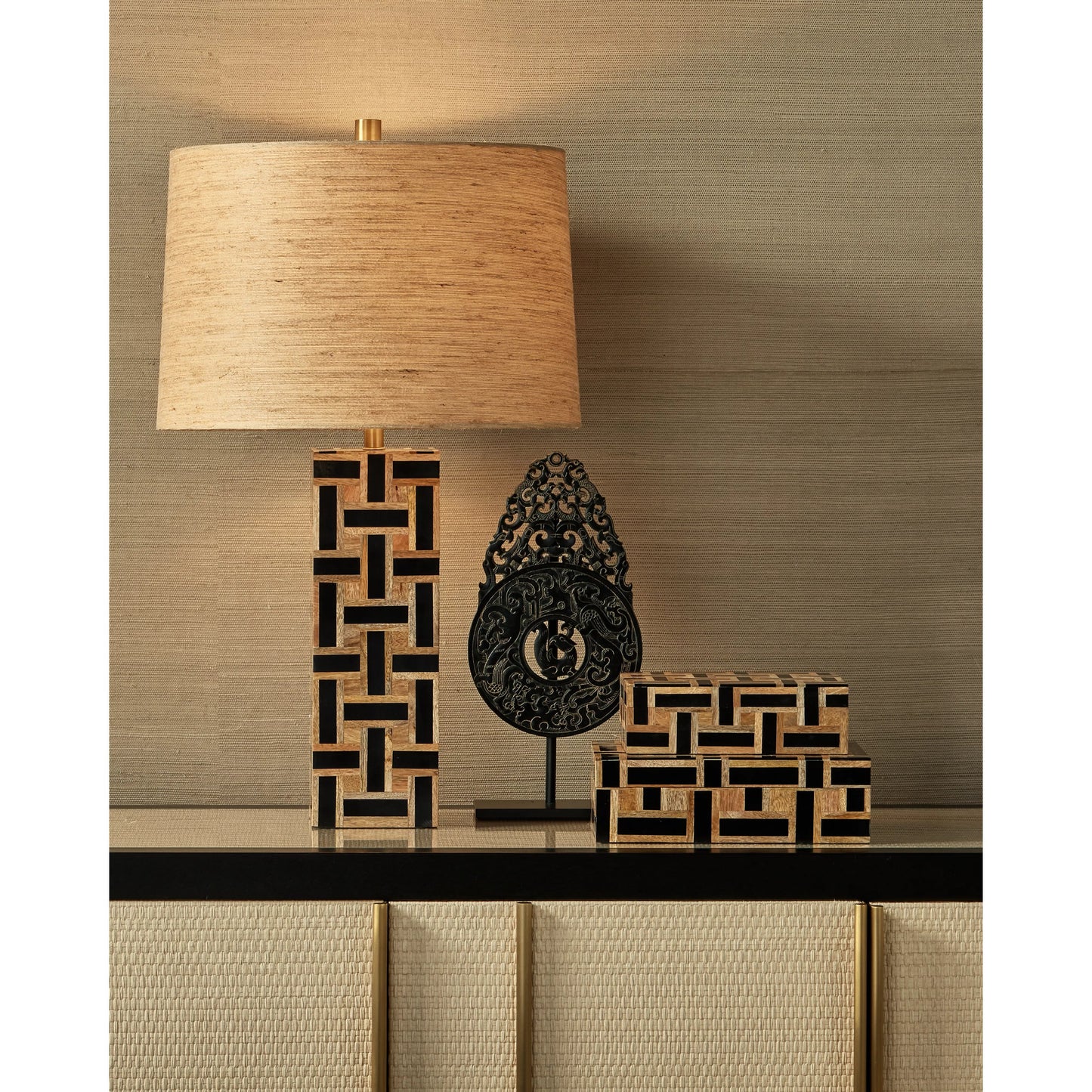 006 SI-2191734 | Lifestyle | Han Dynasty Jade Symbol by Currey and Company in bronze, black. Made from stoneware, metal in a eclectic & global style.