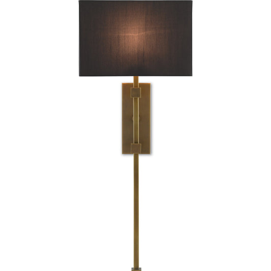 Edmund Wall Sconce by Currey and Company in antique brass. Made from metal in a transitional style.