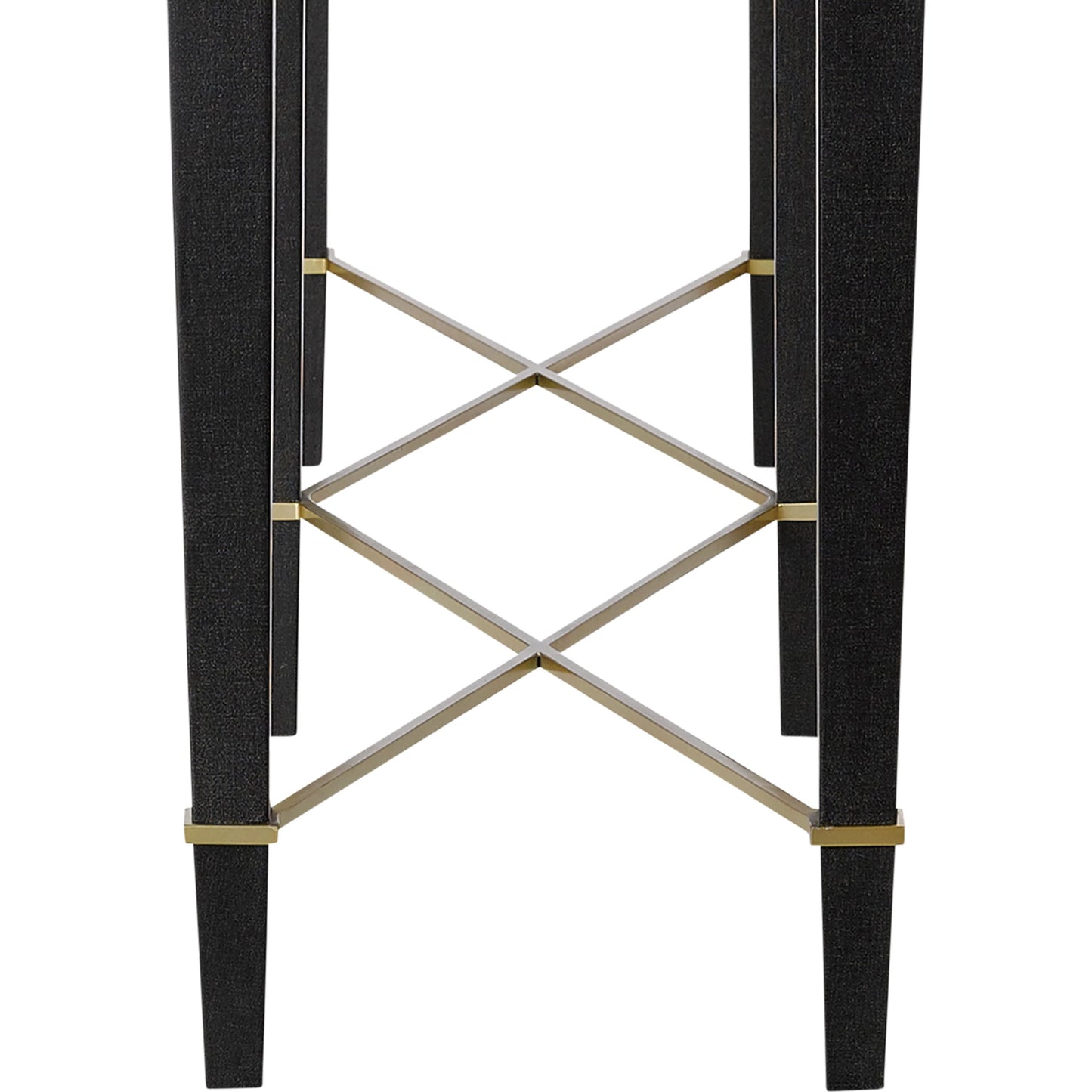 005 S-291340 | Additional Silo | Verona Console Table by Currey and Company in black lacquered linen, champagne metal. Made from black lacquered linen, solid wood, engineered wood, metal in a modern style.