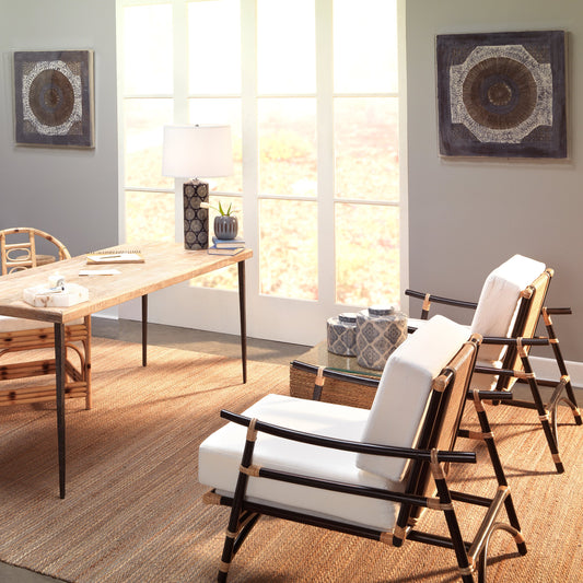 Batik Framed Wall Art by Jamie Young in blue. Made from paper, linen, acrylic in a eclectic & global style.