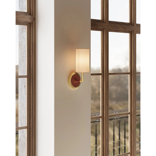 Ellerston Wall Sconce by Currey and Company in saddle brown, brushed brass. Made from leather, stainless steel, brass in a transitional style.