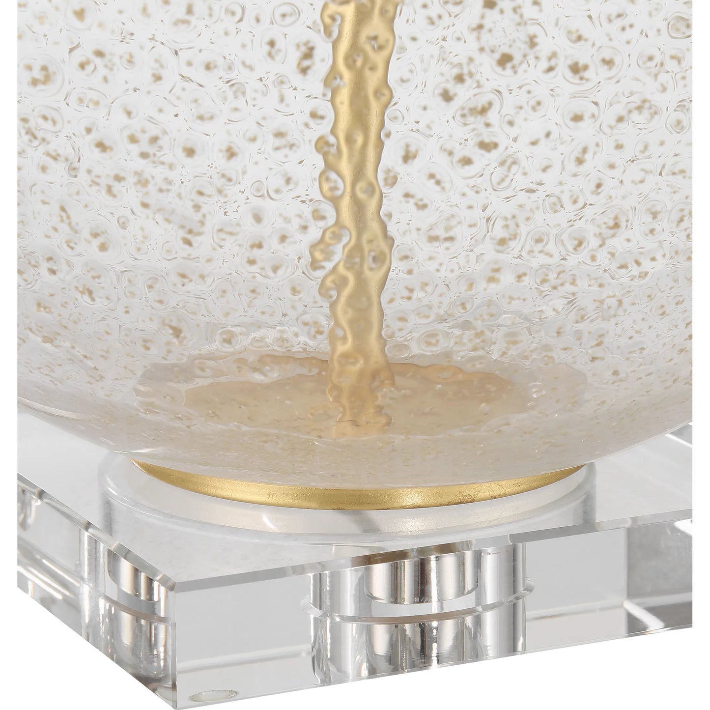 002 SI-2387187 | Additional Silo | Zebulon Round Table Lamp by Currey and Company in clear with gold speckles, contemporary gold leaf. Made from glass, optic crystal, meta in a modern style.