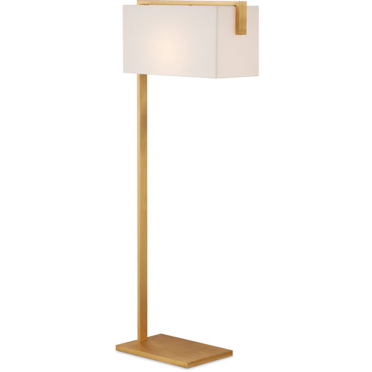 001 SI-2133942 | Primary Silo | Gambit Floor Lamp by Currey and Company in contemporary gold leaf. Made from metal in a modern style.