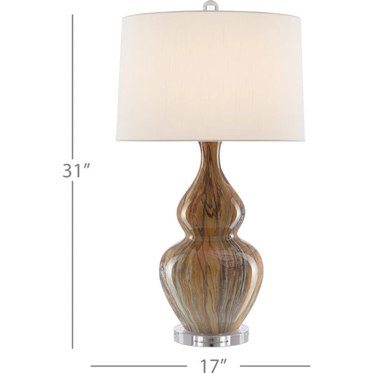 Kolor Table Lamp by Currey and Company in earth, brown. Made from ceramic, optic crystal in a coastal style.