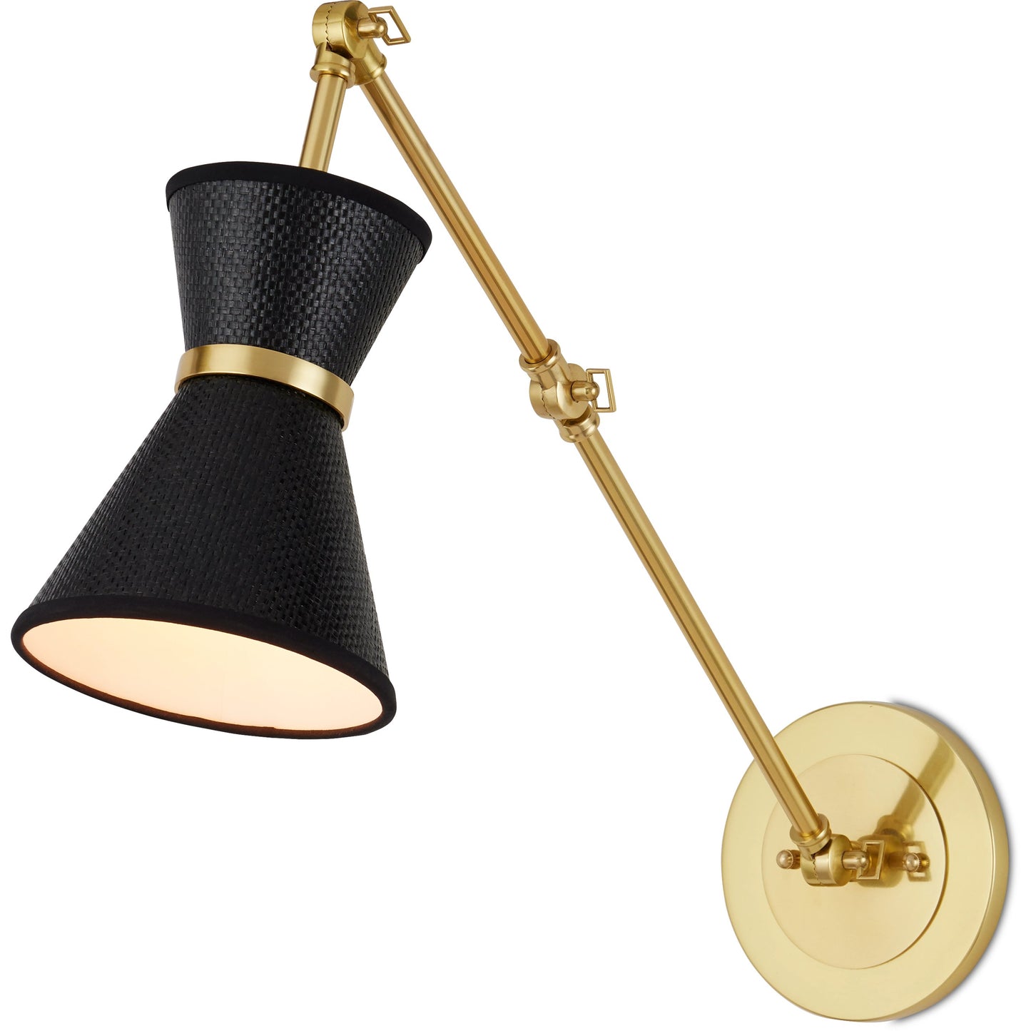 003 SI-2133855 | Additional Silo | Avignon Wall Sconce by Currey and Company in polished brass, black. Made from metal, paper in a modern style.