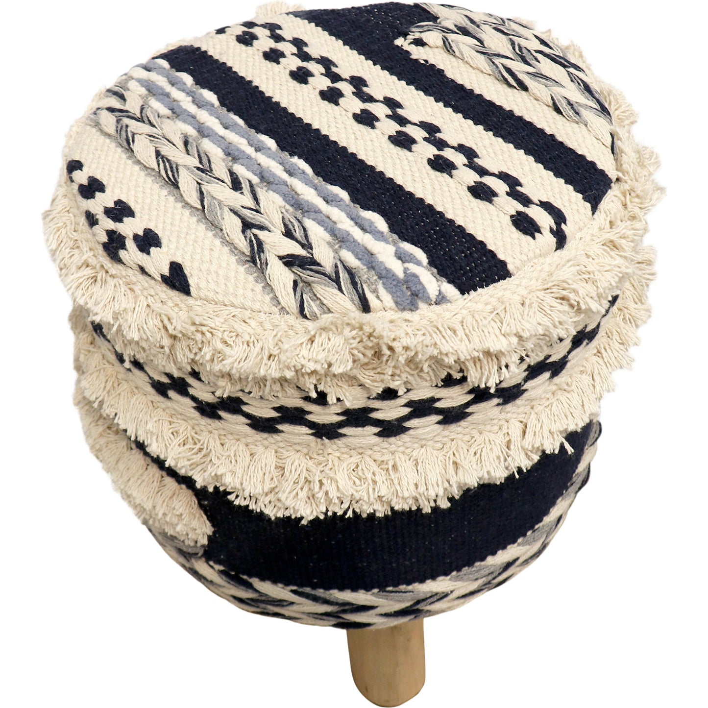 002 SI-2030359 | Additional Silo | Grand Canyon Navy Stool by Pasargad Home in navy. Made from 100% premium cotton in a cottage & farmhouse style.