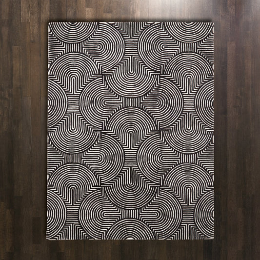 Arches Rug by Global Views. Made from 100% wool with cotton backing in a unique style.