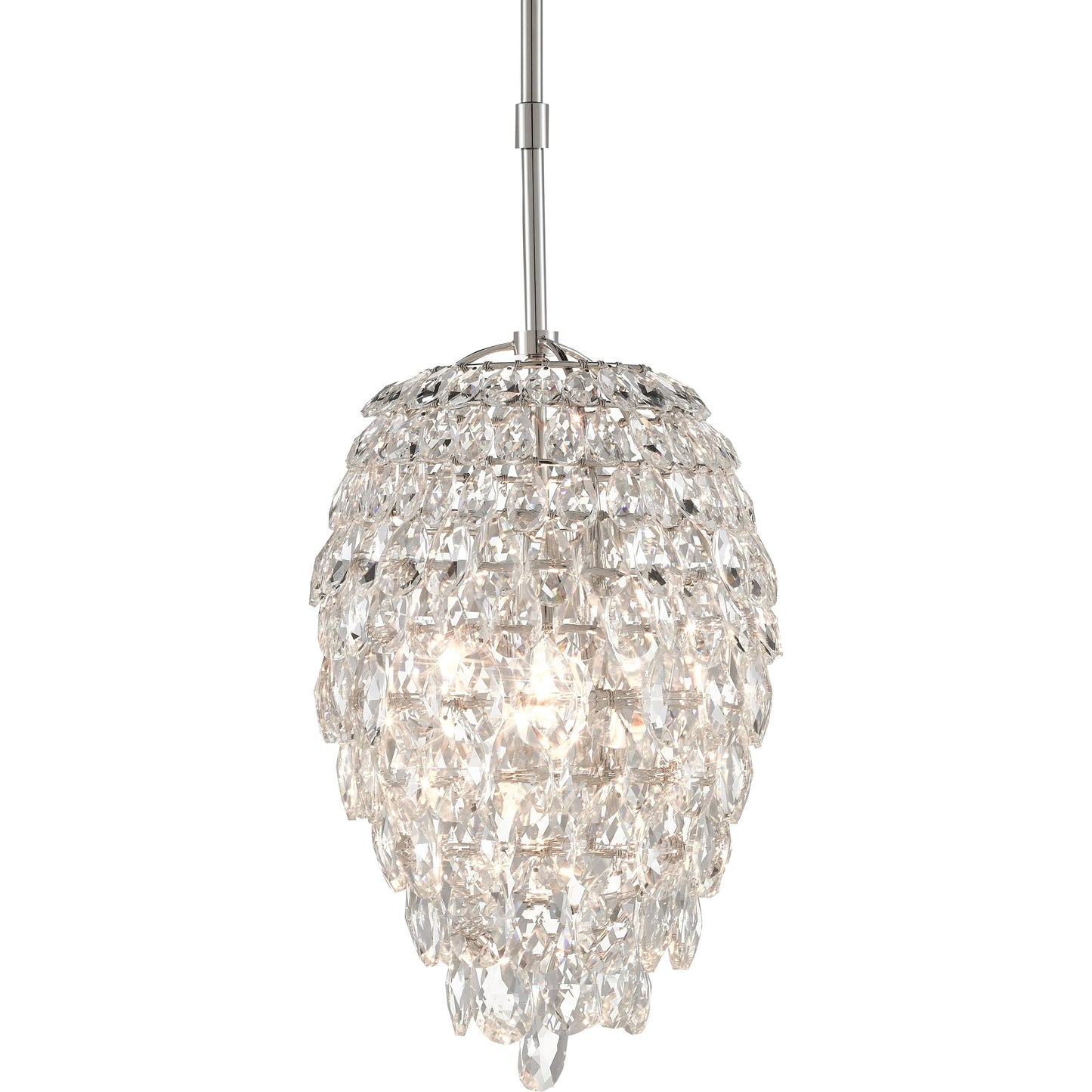 002 SR-823487 | Additional Silo | Aisling Pendant by Currey and Company in polished nickel. Made from optical crystal, metal in a transitional style.