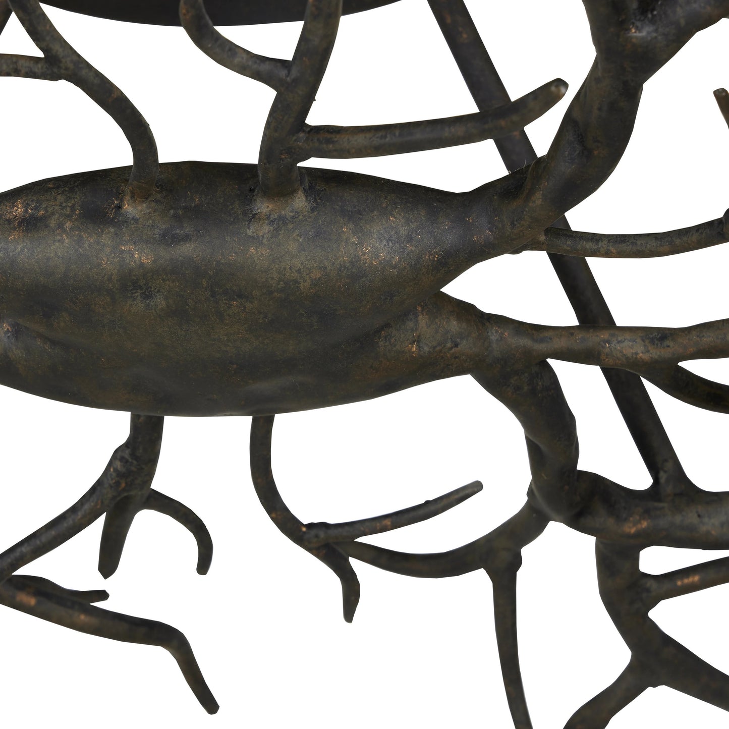 006 SI-1924126 | Closeup | Rainforest Semi-Flush by Currey and Company in rustic bronze. Made from wrought iron in a modern style.