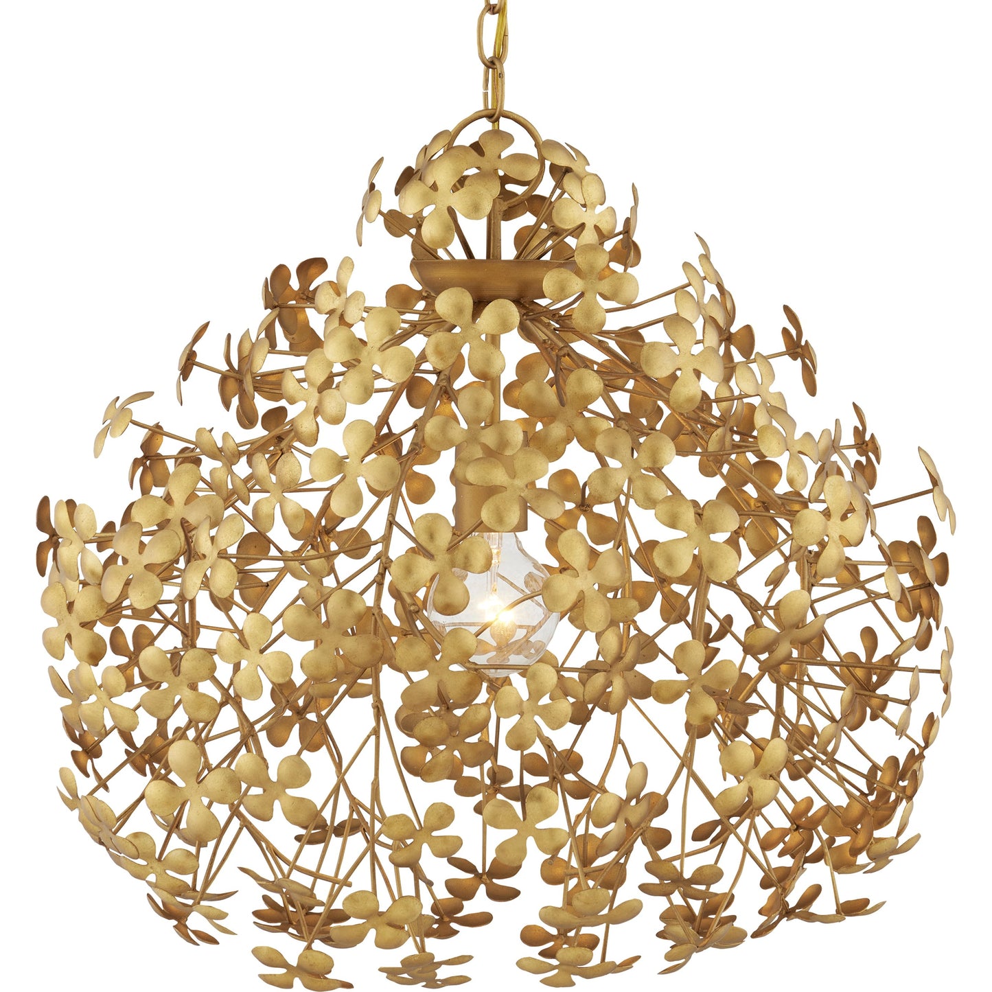 003 SI-2007704 | Additional Silo | Cloverfield Pendant by Currey and Company in contemporary gold leaf. Made from wrought iron in a modern style.