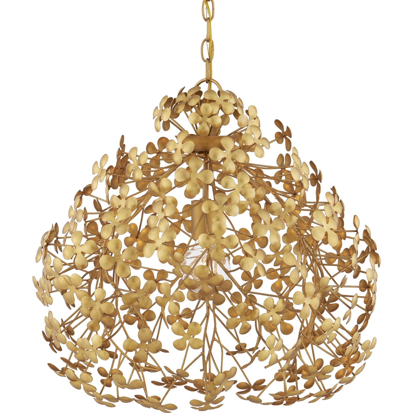 004 SI-2007704 | Additional Silo | Cloverfield Pendant by Currey and Company in contemporary gold leaf. Made from wrought iron in a modern style.
