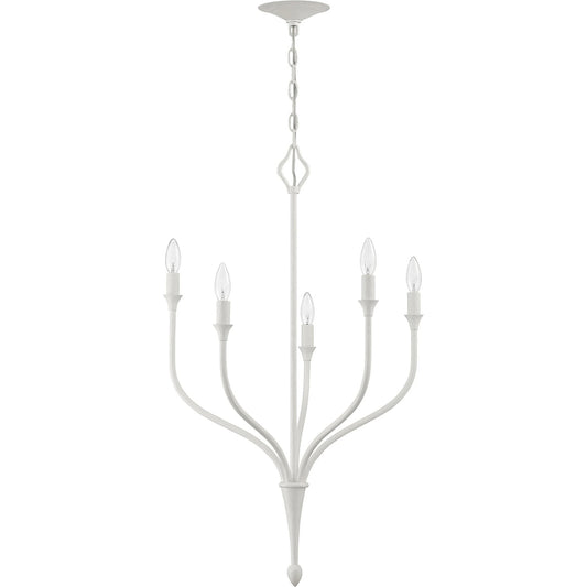 Rhodes 5-Light Chandelier by Lumanity in gesso white. Made from iron in a modern style.