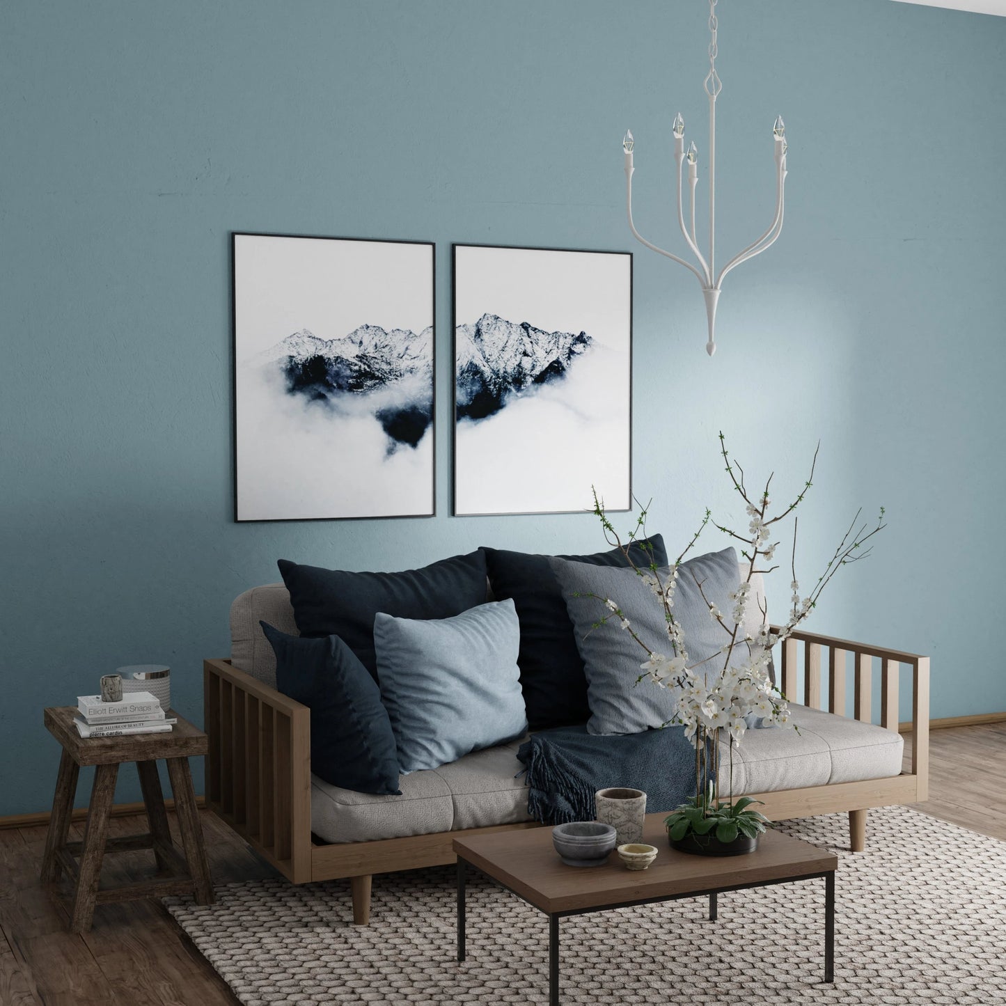 005 SI-1966004 | Lifestyle | Rhodes 5-Light Chandelier by Lumanity in gesso white. Made from iron in a modern style.