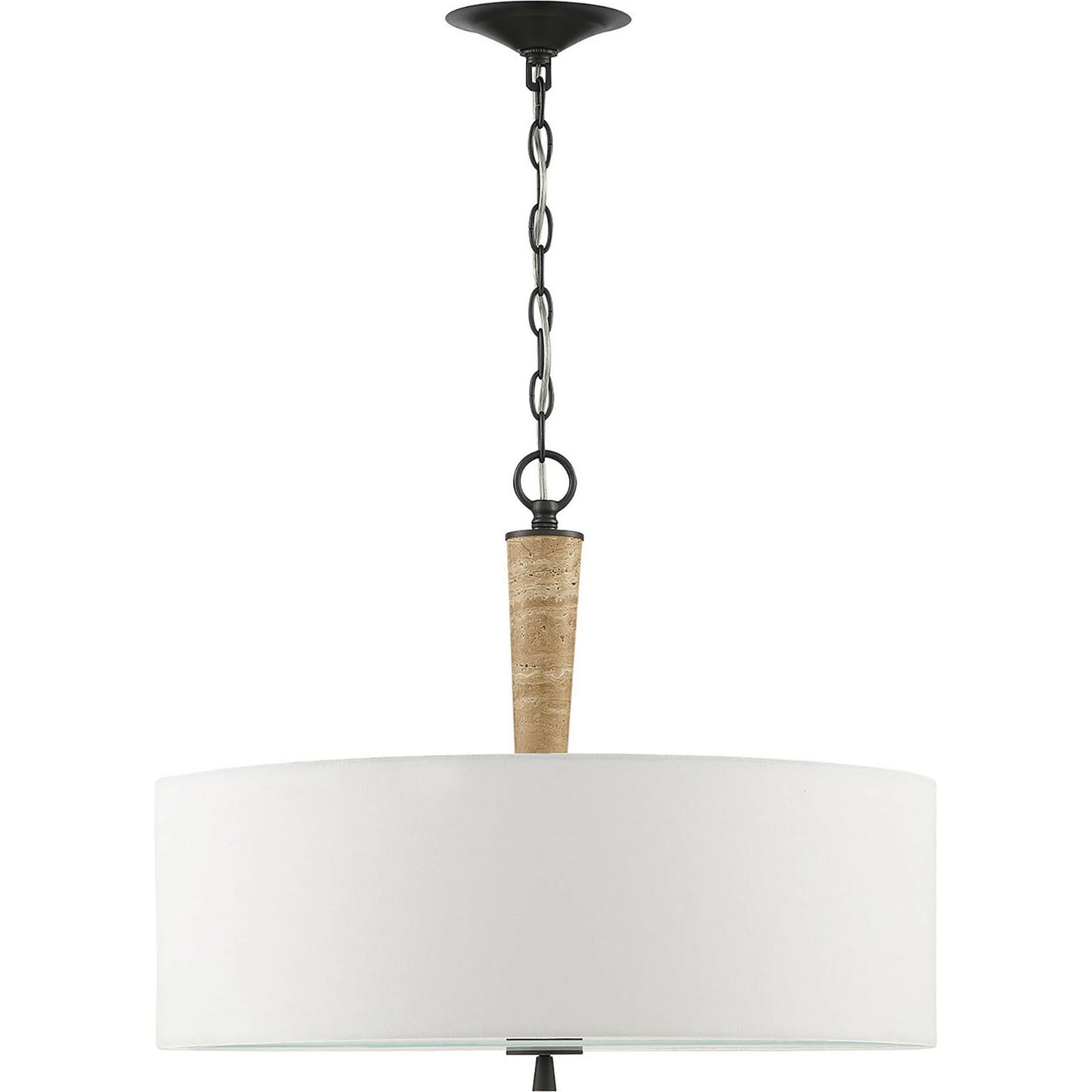 001 SI-1966006 | Primary Silo | Sullivan 2-Light Drum Chandelier by Lumanity in oil rubbed bronze. Made from iron, travertine, glass in a modern style.