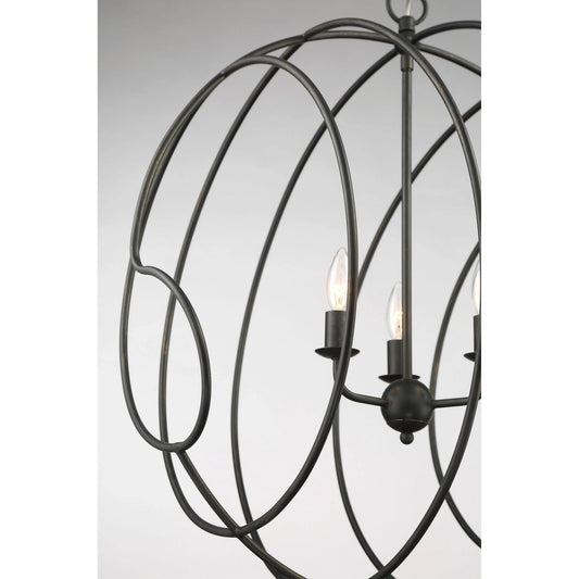 Conduit 3-Light Orb Chandelier by Lumanity in blacksmith. Made from iron in a modern style.