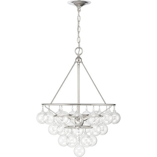 001 SI-1965983 | Primary Silo | Isla 3-Light Chandelier by Lumanity in polished nickel. Made from iron, glass in a modern style.