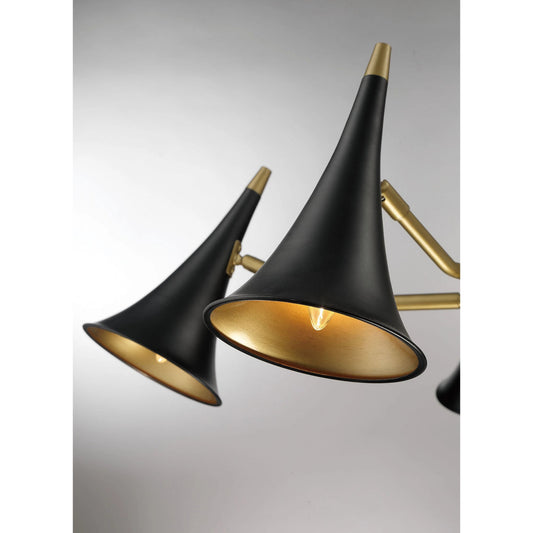 Clarion 5-Light Chandelier by Lumanity in bronze, brass. Made from iron in a modern style.