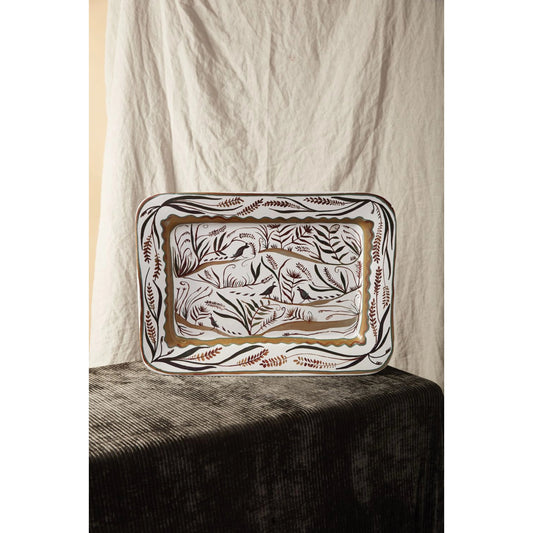 Quail's Run Platter by Accent Decor in multicolor. Made from ceramic in a modern style.