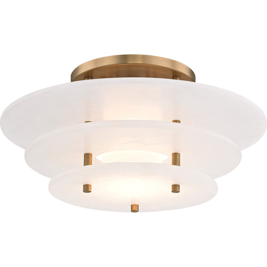 Gatsby Led Flush Mount by Hudson Valley in aged brass. Made from steel in a modern style.