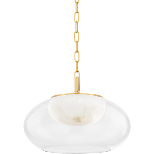 Moore Pendant by Hudson Valley in aged brass. Made from steel in a modern style.