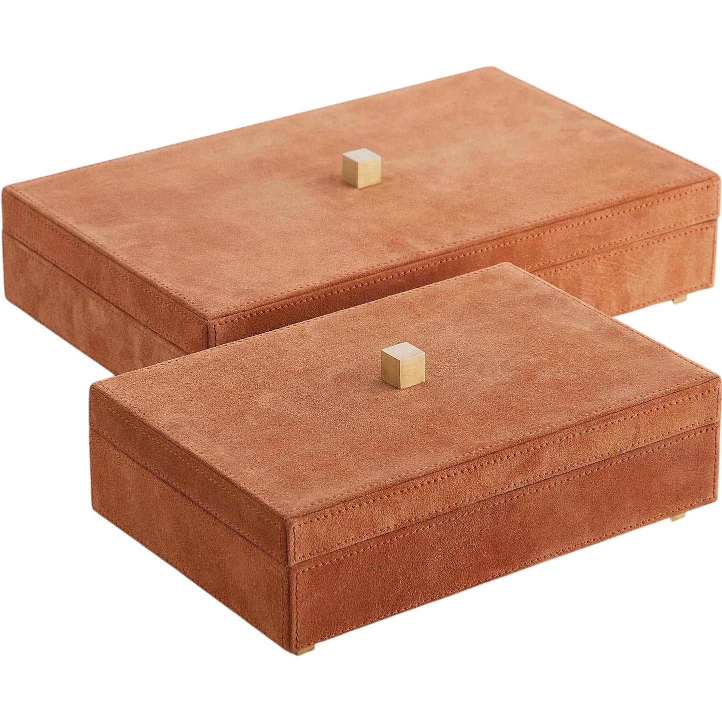 004 SI-2446118,SI-2446119 | Additional Silo | Posh Box by Global Views in rust suede. Made from mdf, cloth polysuede, brass in a unique style.