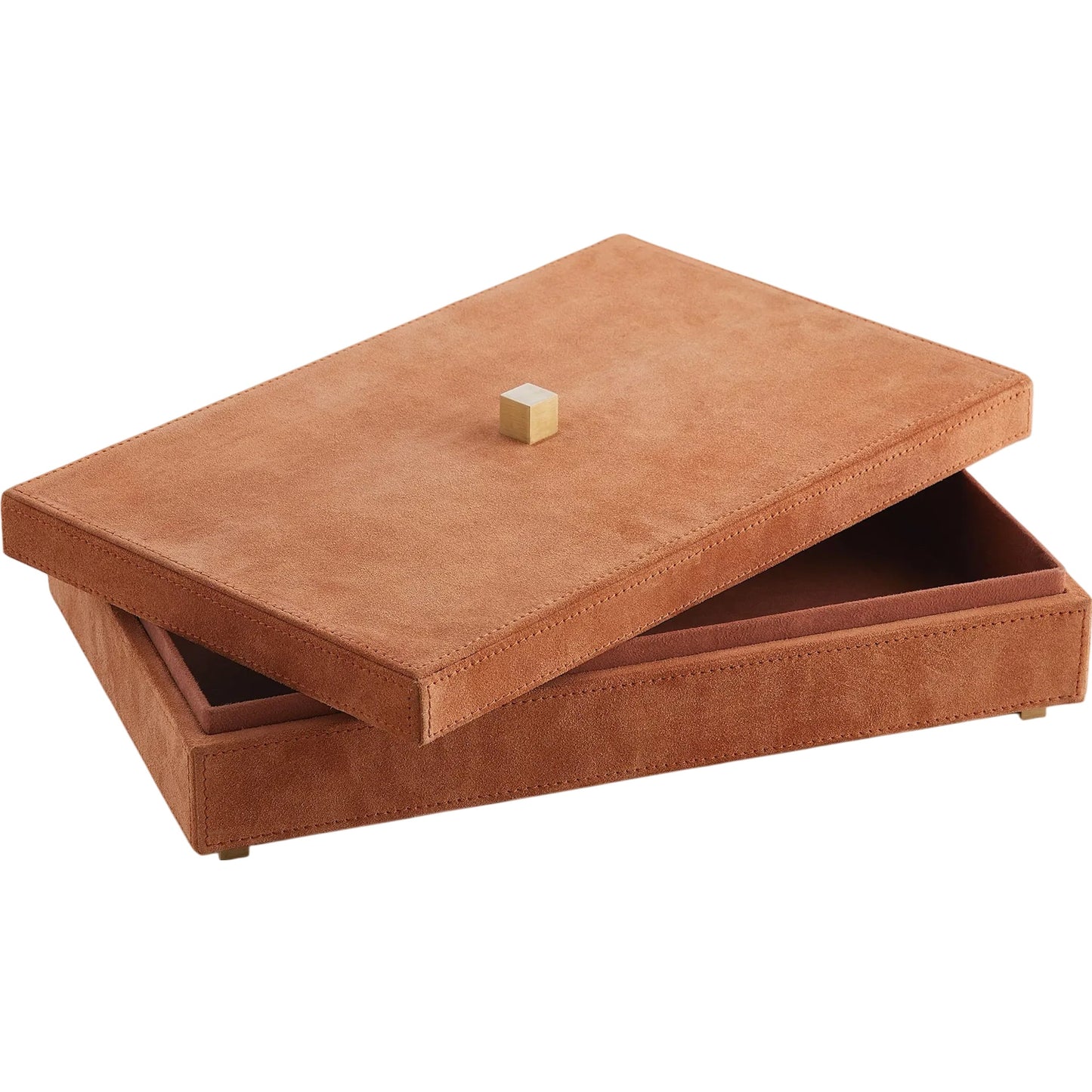 003 SI-2446118 | Additional Silo | Posh Box by Global Views in rust suede. Made from mdf, cloth polysuede, brass in a unique style.
