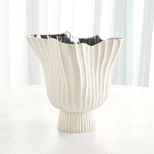 Folha Footed Vase by Global Views in off. Made from earthenware in a modern style.