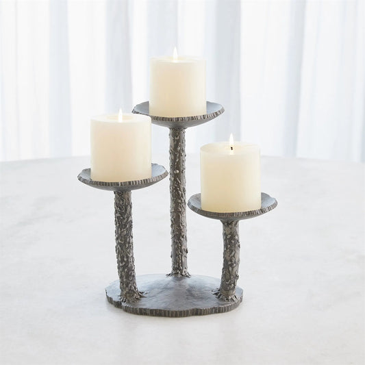 Forest Blossom Candle Holder by Global Views in natural and metallic. Made from unique in a traditional style.