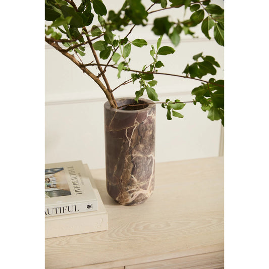 Caligraphy Vase by Accent Decor in brown. Made from natural stone in a unique style.