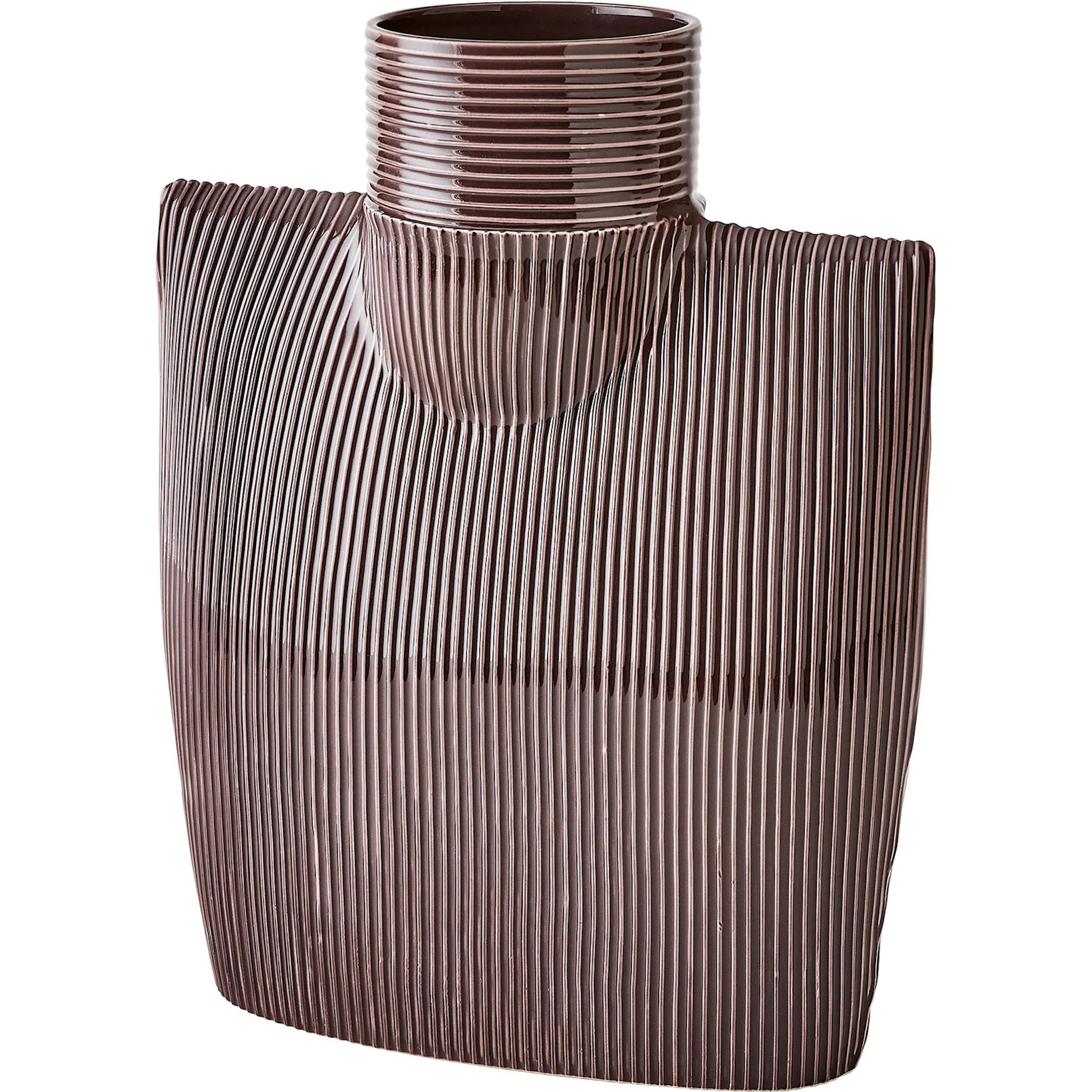 Ribbed Collar Vase by Global Views in plum. Made from unique in a eclectic & global style.