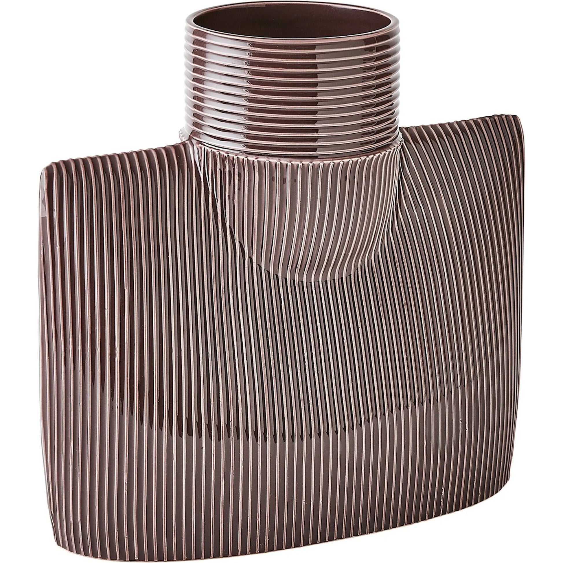Ribbed Collar Vase by Global Views in plum. Made from unique in a eclectic & global style.