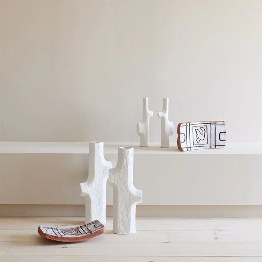 Tiered Trunk Vase by Global Views in matte white. Made from unique in a modern style.