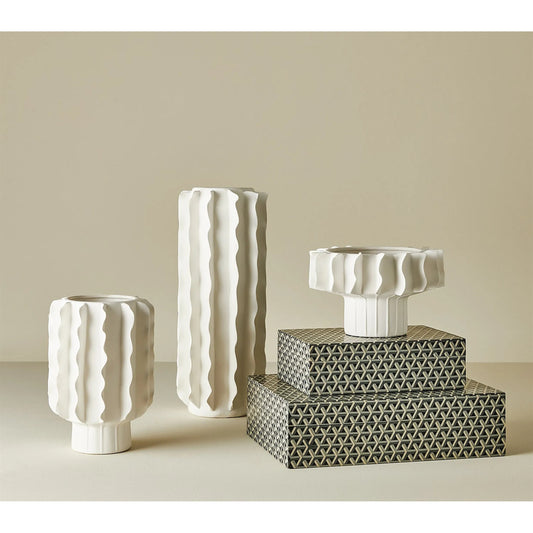 Frilled Vase by Global Views in white and matte white. Made from unique in a unique style.