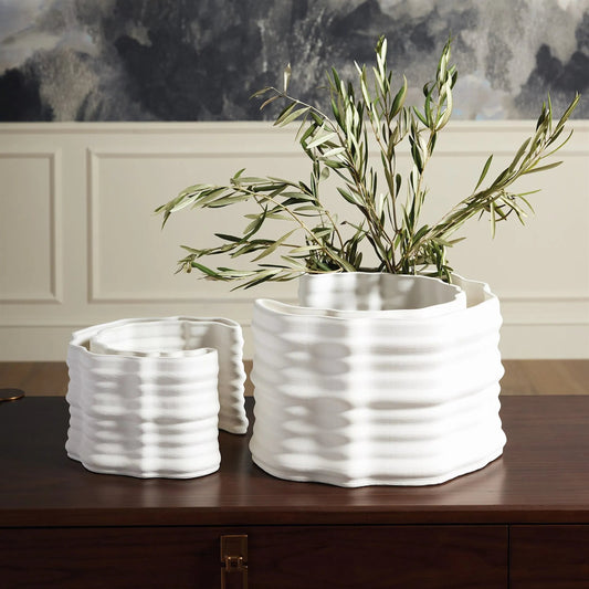 Crescent Printed Vase by Global Views in matte white. Made from unique in a modern style.