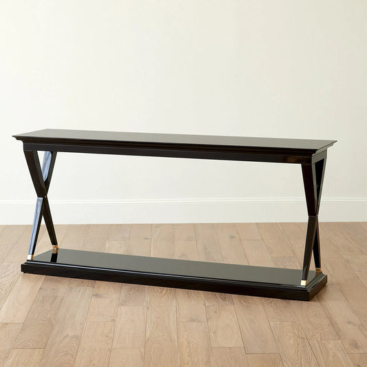 X-Console by Global Views in black. Made from mahogany wood in a modern style.