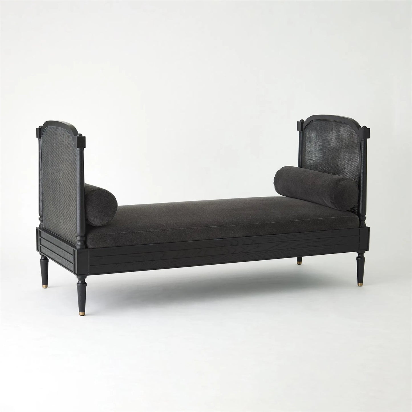 004 SI-2323836 | Additional Silo | Josephine Daybed by Global Views. Made from eu oak, cane. beech, brass, fabric, 11% cotton, 31% polyester, 58% acrylic, 50, 000 double rub in a traditional style.