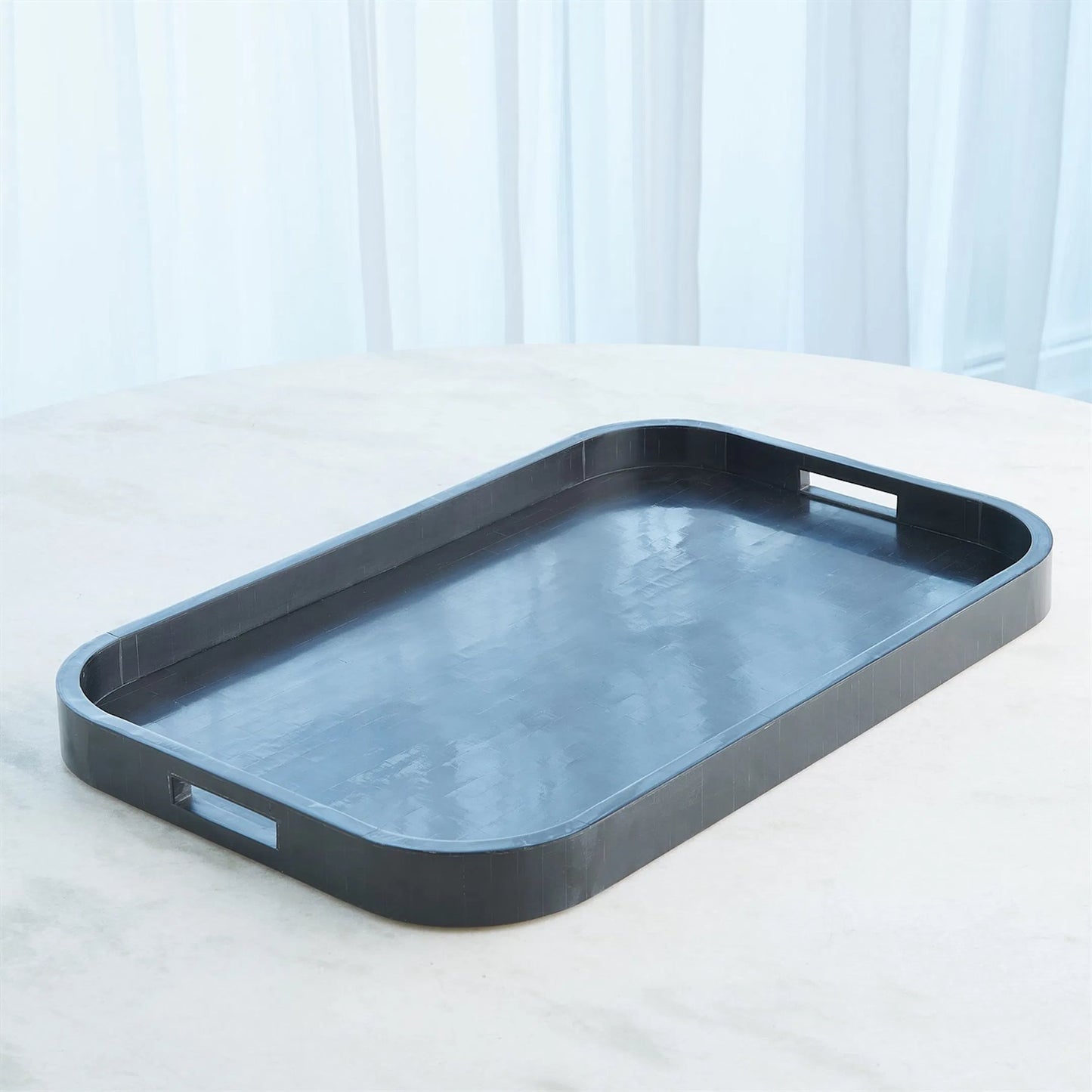 010 SI-2324519 | Lifestyle | Super Ellipse Tray by Global Views. Made from mdf, buffalo bone, horn - bubalus bubalis in a transitional style.