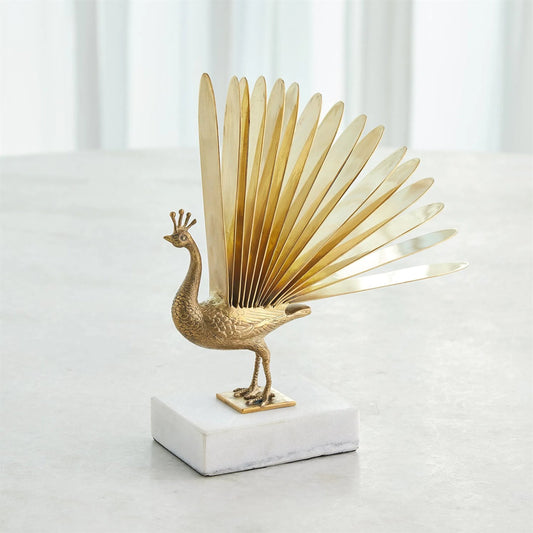 Pavona Sculpture by Global Views in white, gold and marble. Made from unique in a modern style.
