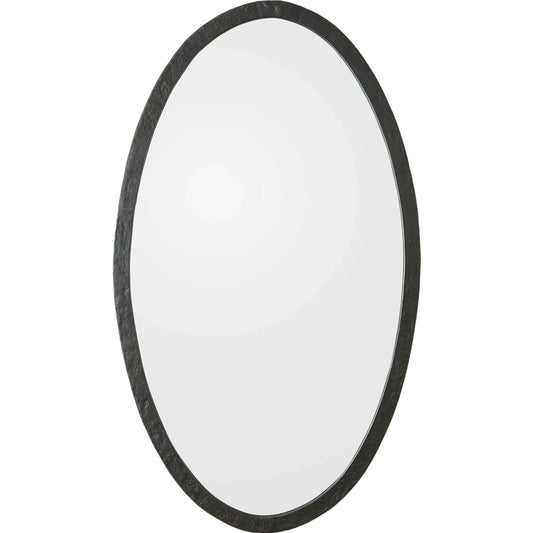 Oval Mirror by Global Views in forged iron. Made from ply board, aluminum, mirror in a transitional style.