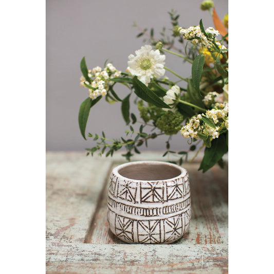 Naima Pot 2 (Set of 2) by Accent Decor in white. Made from ceramic in a rustic style.