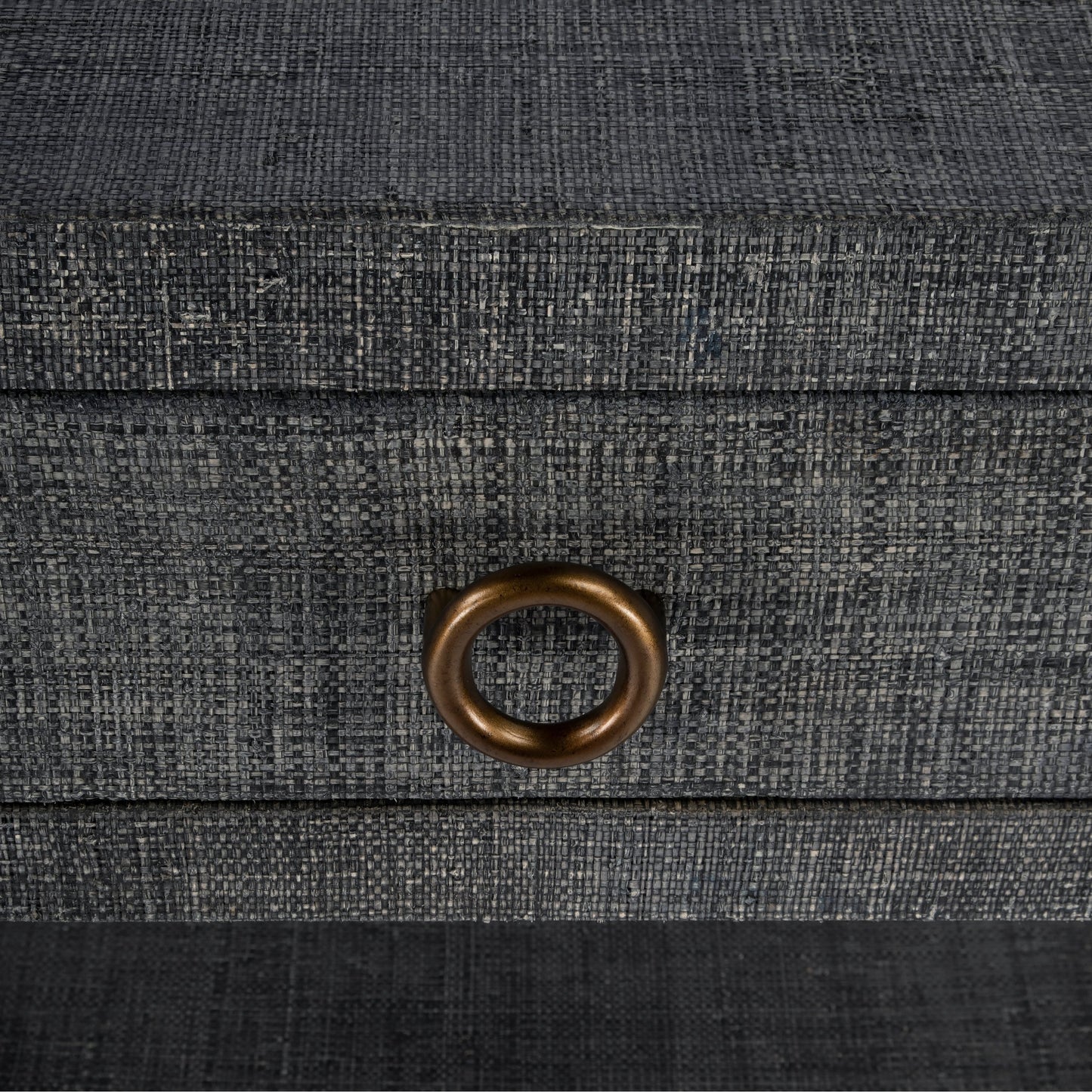 003 SI-2077870 | Additional Silo | Chatham Raffia Nightstand by Butler Specialty Company in charcoal and charcoal raffia. Made from gmelina beechwood solids, mdf panel with maple veneer, raffia, aluminium in a transitional style.