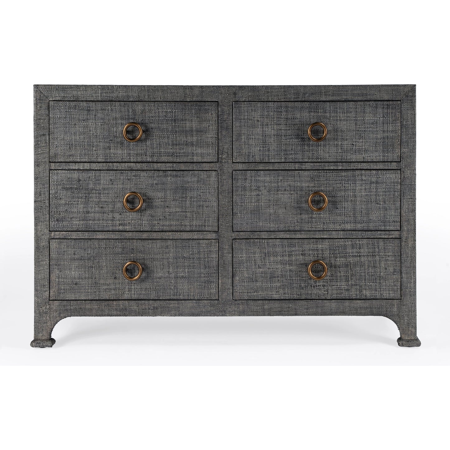 004 SI-2077871 | Additional Silo | Chatham Raffia 6 Drawer Dresser by Butler Specialty Company in charcoal and charcoal raffia. Made from gmelina beechwood solids, mdf panel with maple veneer, raffia, aluminium in a modern style.
