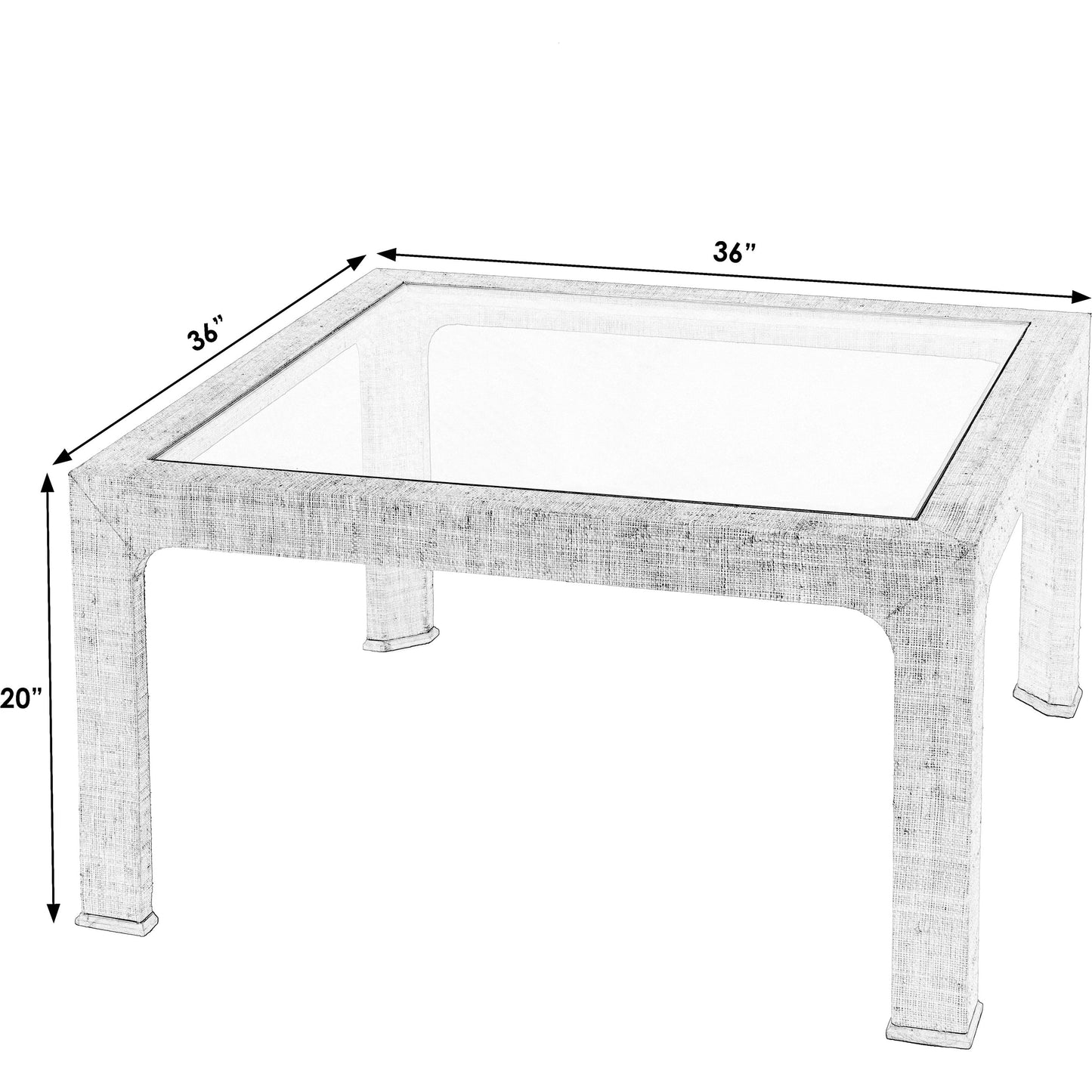 002 SI-2077873 | Additional Silo | Chatham Glass and Raffia Square 36" Coffee Table by Butler Specialty Company in charcoal and charcoal raffia. Made from saguran raffia, glass, gmelina beechwood solids in a modern style.