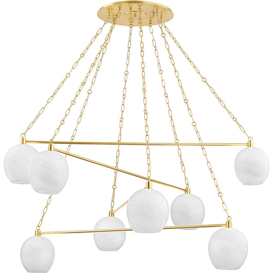 001 SI-2029377 | Primary Silo | Asbury Park 8 Light Chandelier by Hudson Valley in aged brass. Made from steel in a modern style.