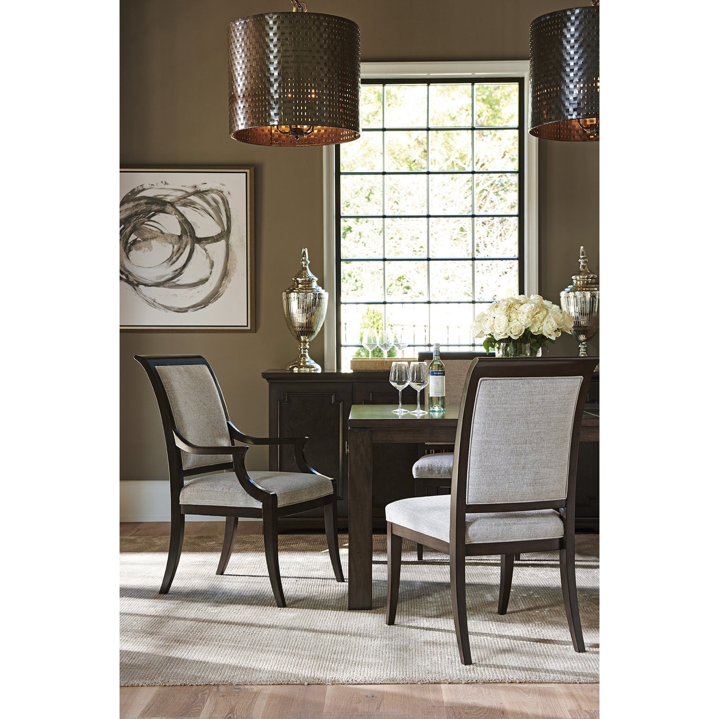 003 SR-834924 | Lifestyle | Kathryn Upholstered Side Chair by Barclay Butera in gray. Made from unique in a transitional style.