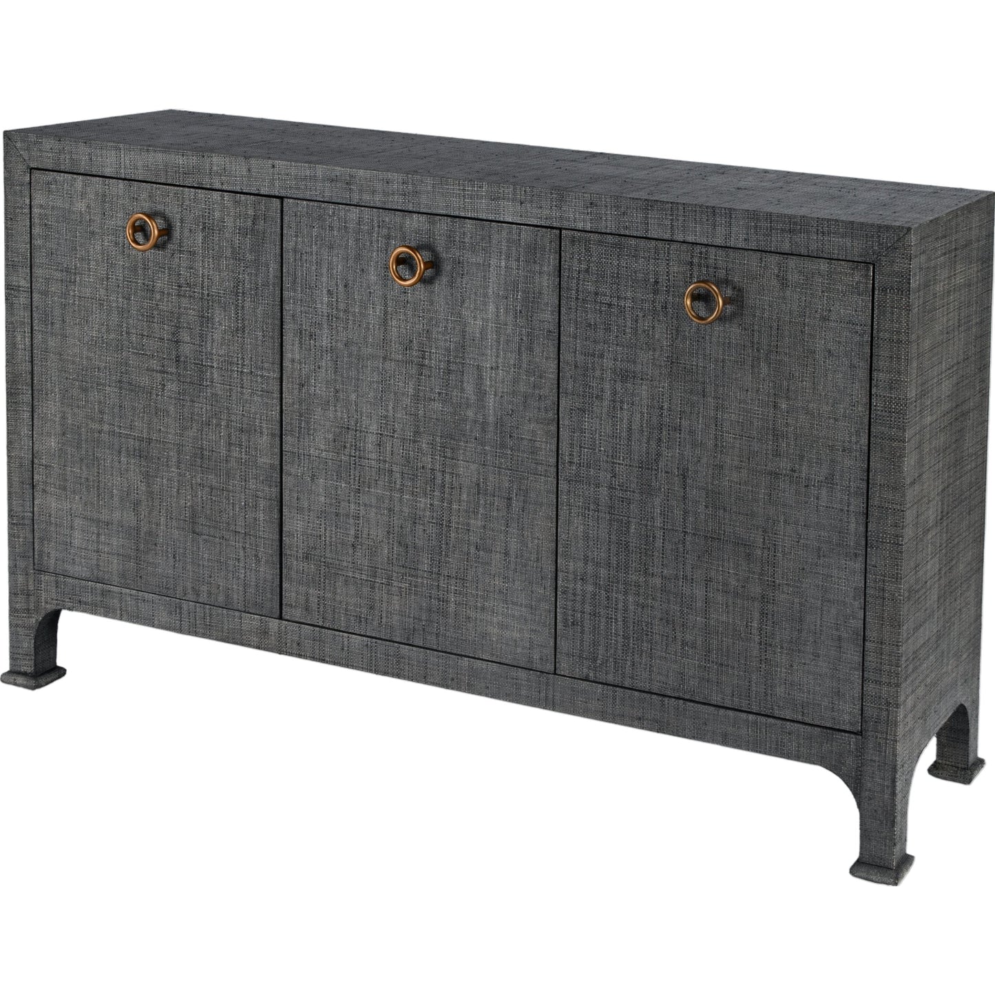 001 SI-2077874 | Additional Silo | Chatham 3-Drawer Raffia Sideboard by Butler Specialty Company in charcoal and charcoal raffia. Made from gmelina beechwood solids, mdf panel with maple veneer, raffia, aluminium in a modern style.