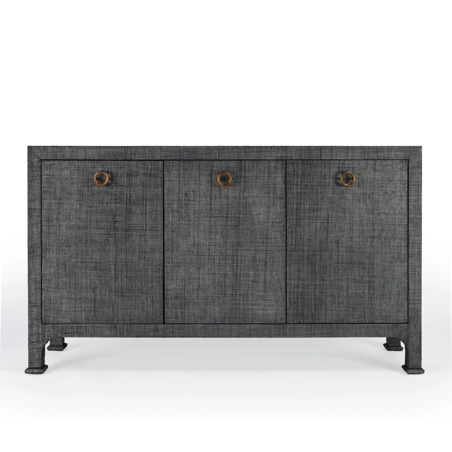 003 SI-2077874 | Additional Silo | Chatham 3-Drawer Raffia Sideboard by Butler Specialty Company in charcoal and charcoal raffia. Made from gmelina beechwood solids, mdf panel with maple veneer, raffia, aluminium in a modern style.